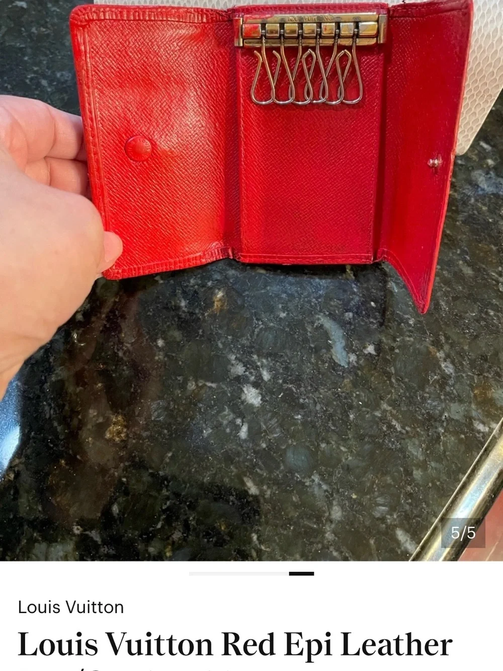 Louis Vuitton Red Epi Leather Key/Card Holder